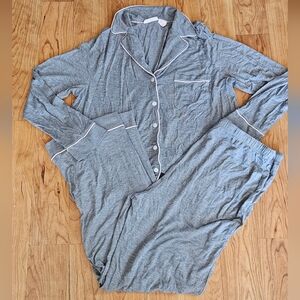 Shabby Chic Gray Pajama Set Relaxed Fit Size Large